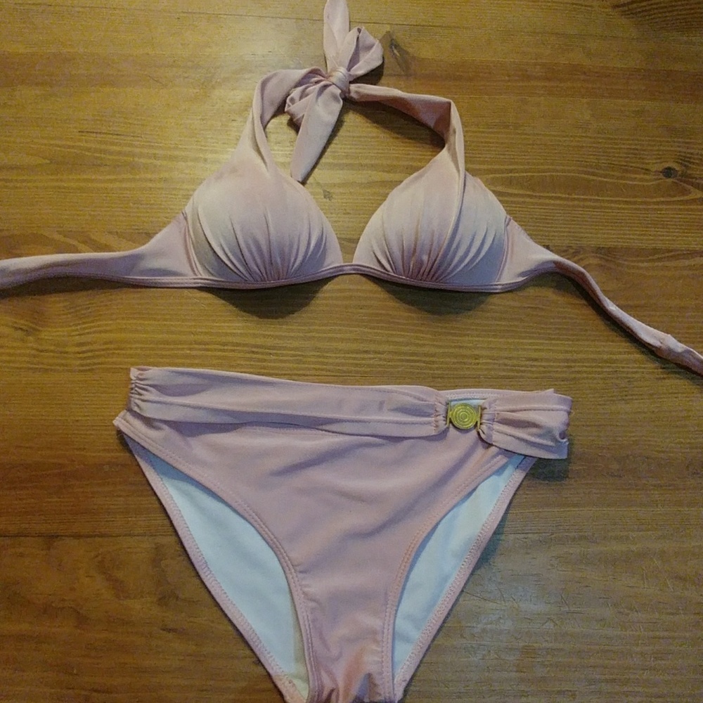 Light pink bikini swimsuit with deco belt